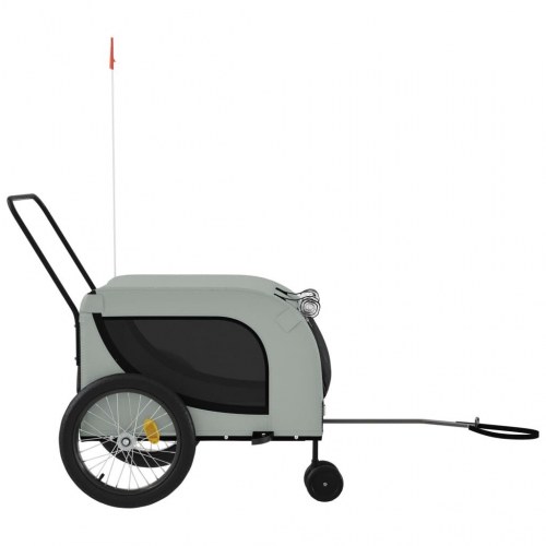 Hundetrailer til cykel i oxfordstof og jern - grå/sort