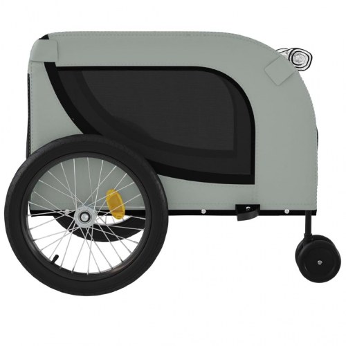 Hundetrailer til cykel i oxfordstof og jern - grå/sort