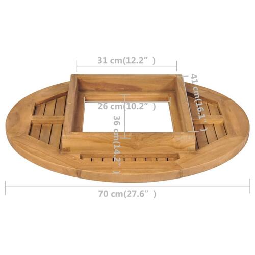 Ølkassebordplade teak 70 cm