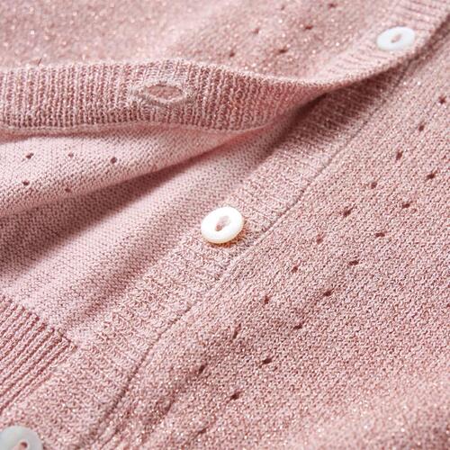 Strikket cardigan til børn str. 116 strik lyserød