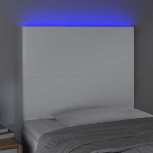 Sengegavl med LED-lys 80 cm i kunstlæder - hvid