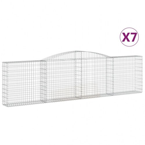 Buede gabionkurve 7 stk. - 400×30×100/120 cm i galvaniseret jern