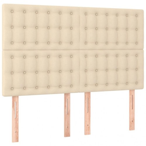 Kontinentalseng med madras 140x200 cm - stof, cremefarvet