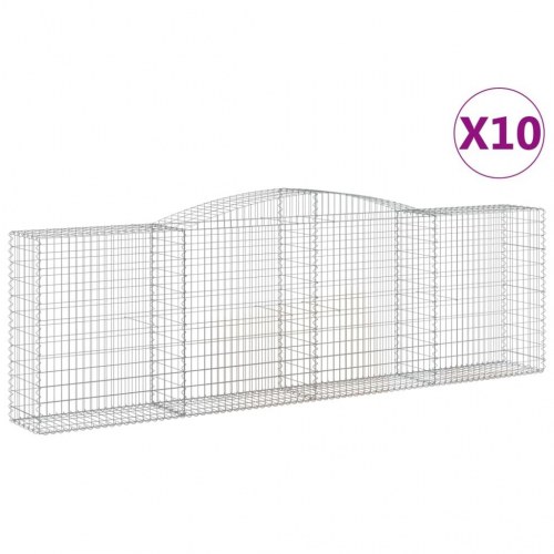 Buede gabionkurve - 10 stk. 400×50×120/140 cm i galvaniseret jern