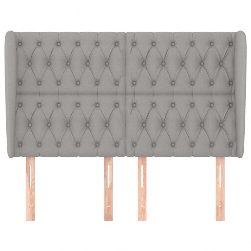 Sengegavl med kanter 147 x 23 x 118/128 cm - lysegrå