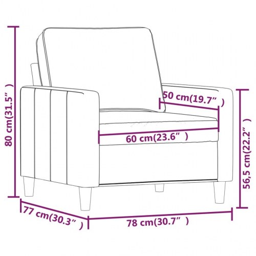 Lænestol i velour 60 cm - vinrød