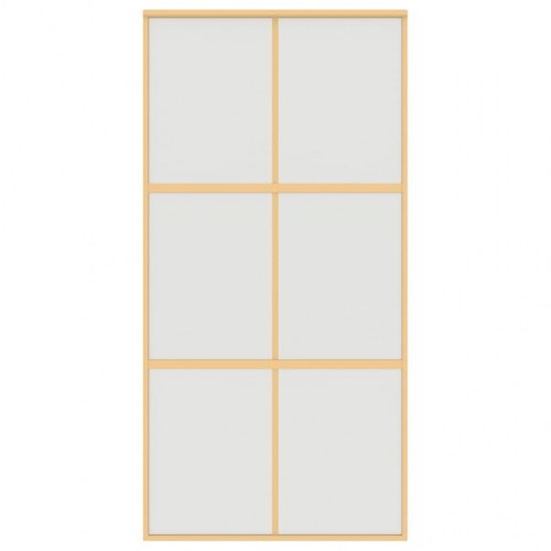 Skydedør 102,5×205 cm - matteret sikkerhedsglas, aluminium i gylden
