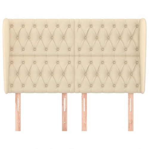 Sengegavl med kanter 147 x 23 x 118/128 cm - cremefarvet