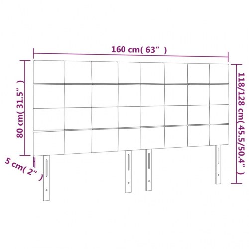 Sengegavl i stof cremefarvet 160 x 5 x 118/128 cm