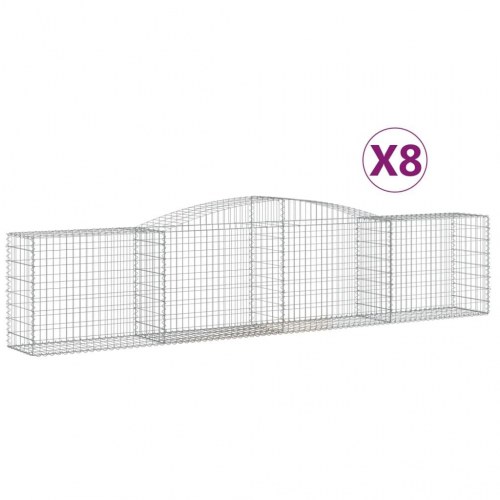 Buede gabionkurve - 8 stk. 400×50×80/100 cm i galvaniseret jern
