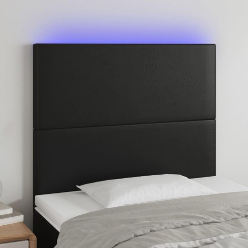 Sengegavl med LED-lys 90 x 5 x 118/128 cm - sort