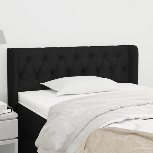 Sengegavl med kanter 93 x 16 x 78/88 cm stof sort