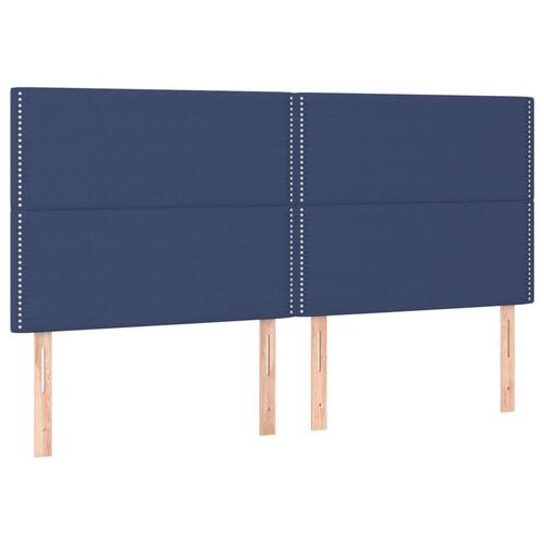 Sengegavl med LED-lys 180x5x118/128 cm stof blå
