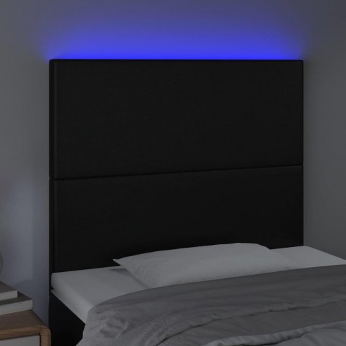 Sengegavl med LED-lys 90 x 5 x 118/128 cm - sort