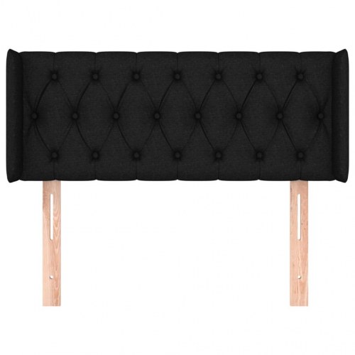 Sengegavl med kanter 93 x 16 x 78/88 cm stof sort