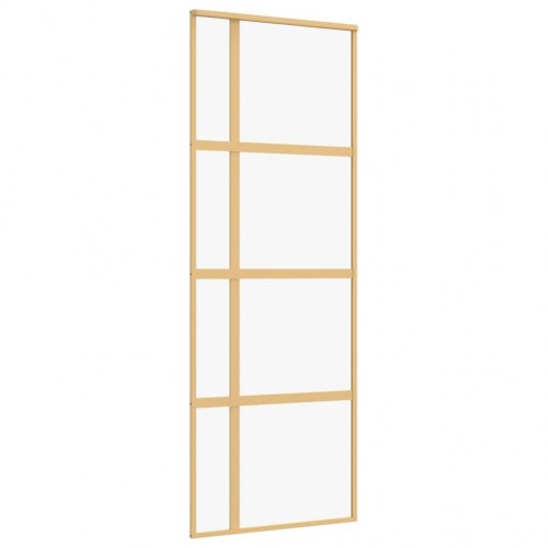 Skydedør 76×205 cm - klart sikkerhedsglas og aluminium, guldfarvet
