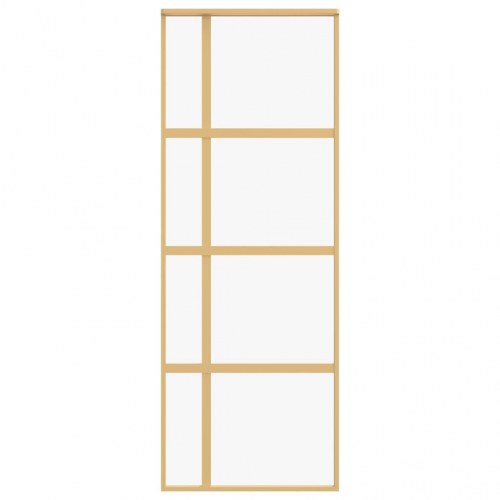 Skydedør 76×205 cm - klart sikkerhedsglas og aluminium, guldfarvet