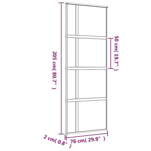 Skydedør 76×205 cm - klart sikkerhedsglas og aluminium, guldfarvet