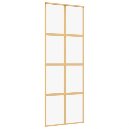 Skydedør 76×205 cm - klart sikkerhedsglas og aluminium, guldfarvet