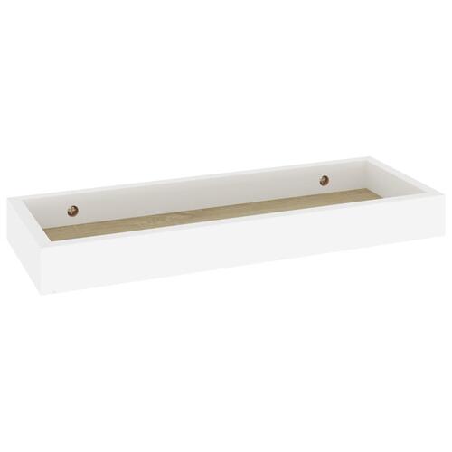 Væghylder med kanter 2 stk. 40x15x4 cm MDF egetræ og hvid