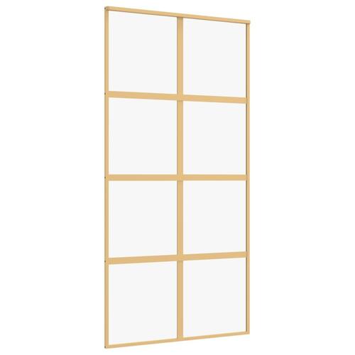 Skydedør 102,5x205 cm klart sikkerhedsglas og aluminium gylden