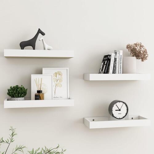 Væghylder med kanter 4 stk. 40x15x4 cm MDF egetræ og hvid
