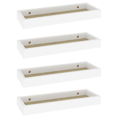 Væghylder med kanter 4 stk. 40x15x4 cm MDF egetræ og hvid