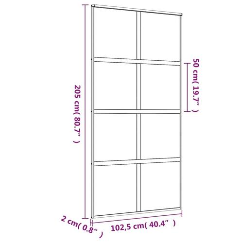 Skydedør 102,5x205 cm klart sikkerhedsglas og aluminium gylden