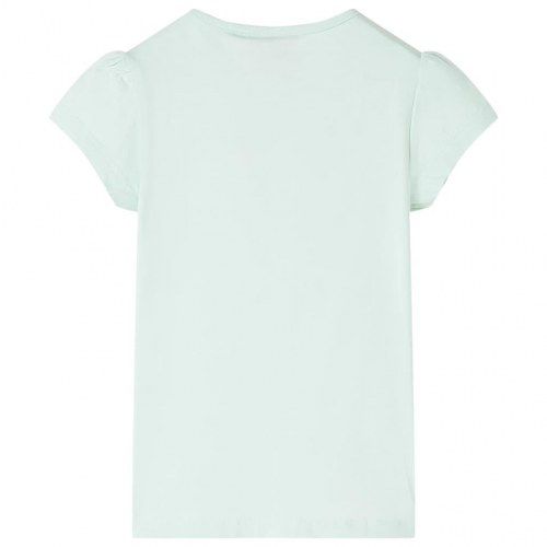 T-shirt til børn str. 92 - lys mintgrøn med regnbue og palmer