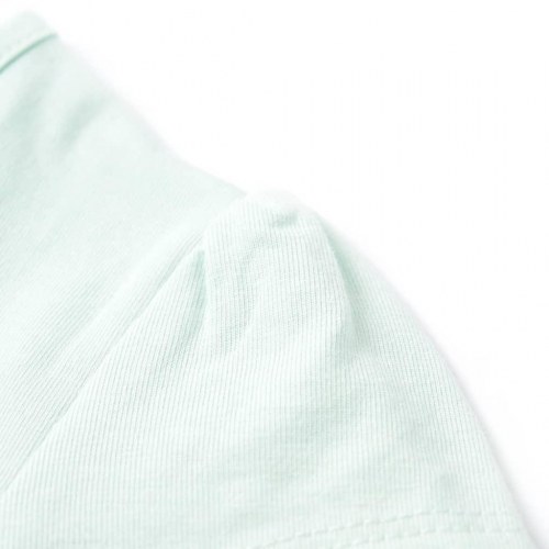 T-shirt til børn str. 92 - lys mintgrøn med regnbue og palmer