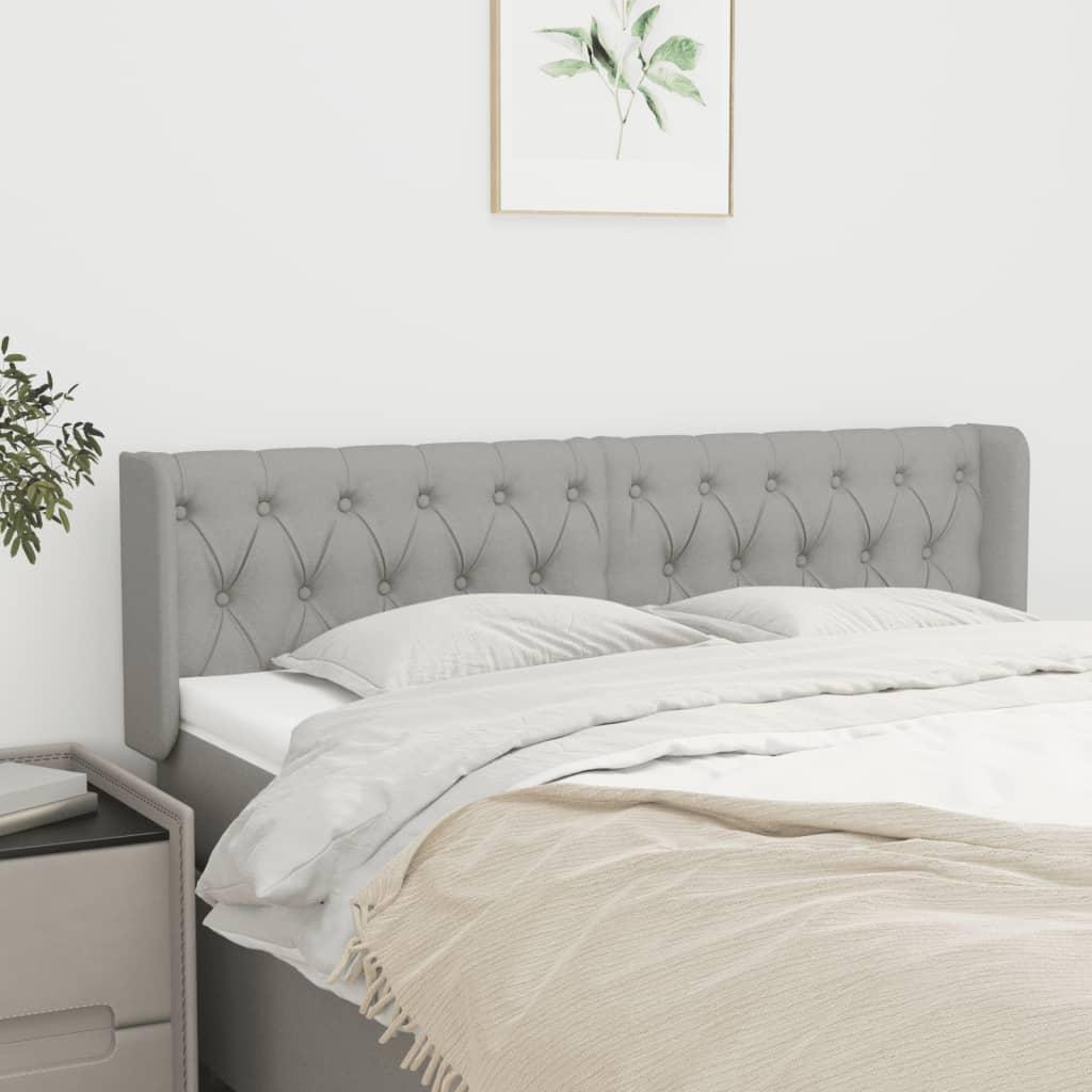 Sengegavl Med Kanter 83X16X78/128 Cm Stof Lysegrå - 147 x 16 x 78/88 cm