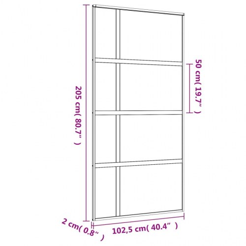 Skydedør 102,5×205 cm - klart sikkerhedsglas og aluminium, gylden