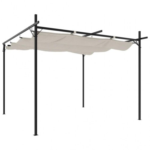 Pergola med sammenrulleligt tag 295×292×230 cm - cremefarvet