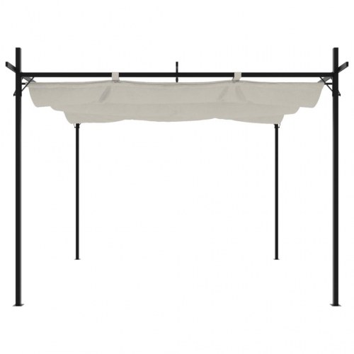 Pergola med sammenrulleligt tag 295×292×230 cm - cremefarvet
