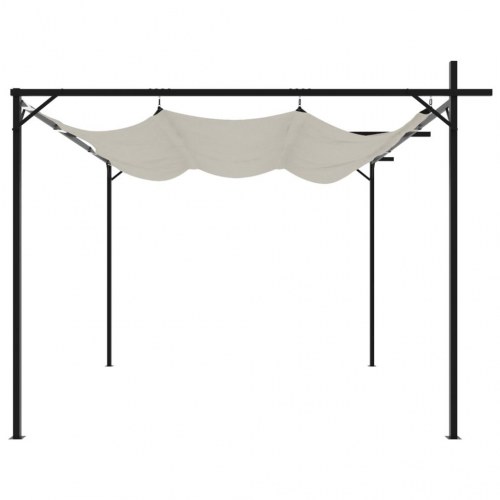 Pergola med sammenrulleligt tag 295×292×230 cm - cremefarvet