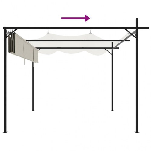 Pergola med sammenrulleligt tag 295×292×230 cm - cremefarvet