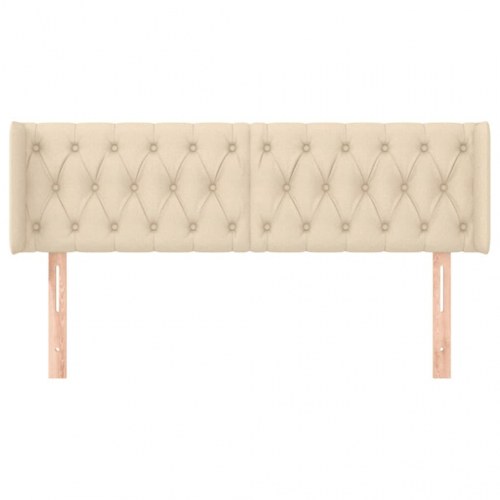 Sengegavl med kanter 147 x 16 x 78/88 cm - cremefarvet