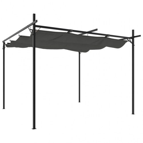 Pergola med sammenrulleligt tag 295x292x230 cm antracitgrå