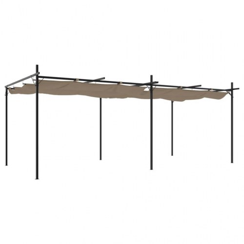 Pergola med sammenrulleligt tag 589×292×230 cm - gråbrun