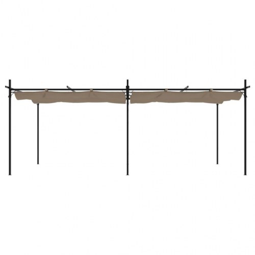 Pergola med sammenrulleligt tag 589×292×230 cm - gråbrun