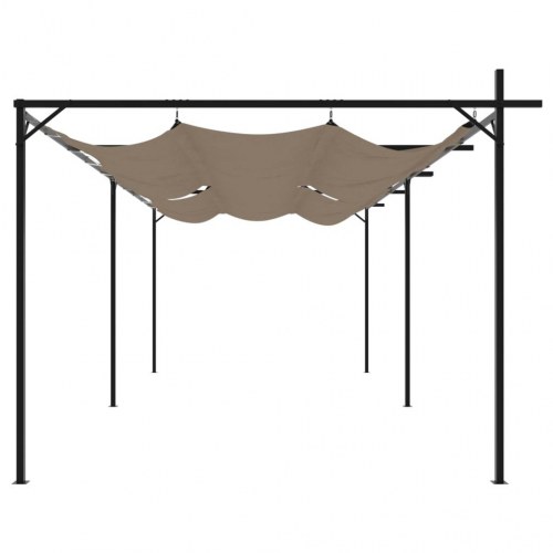 Pergola med sammenrulleligt tag 589×292×230 cm - gråbrun