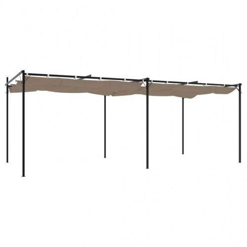 Pergola med sammenrulleligt tag 589×292×230 cm - gråbrun