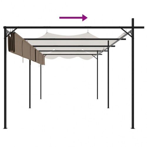 Pergola med sammenrulleligt tag 589×292×230 cm - gråbrun
