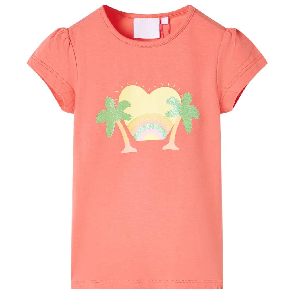 T-shirt til børn str. 104 koralrød