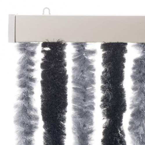 Flueforhæng 100 × 230 cm i chenille - grå/sort dørgardin