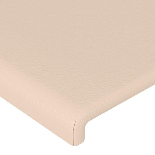 Sengegavl med LED-lys 100x5x118/128 cm kunstlæder cappuccino