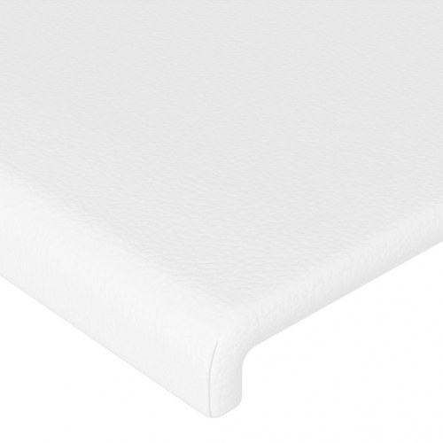 Sengegavl med LED-lys 144 x 5 x 118/128 cm - hvid