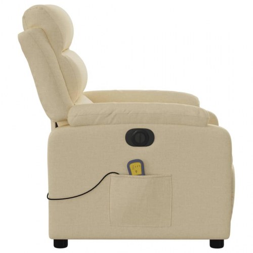 El-drevet massagestol i stof - cremefarvet