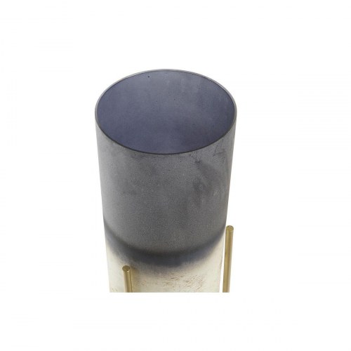 Lyseholder i metal og krystal - ældet finish, gylden, 13 x 13 x 41 cm
