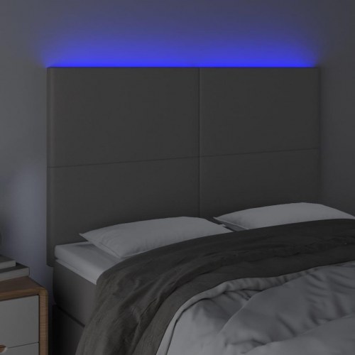 Sengegavl med LED-lys 144 x 5 x 118/128 cm - grå